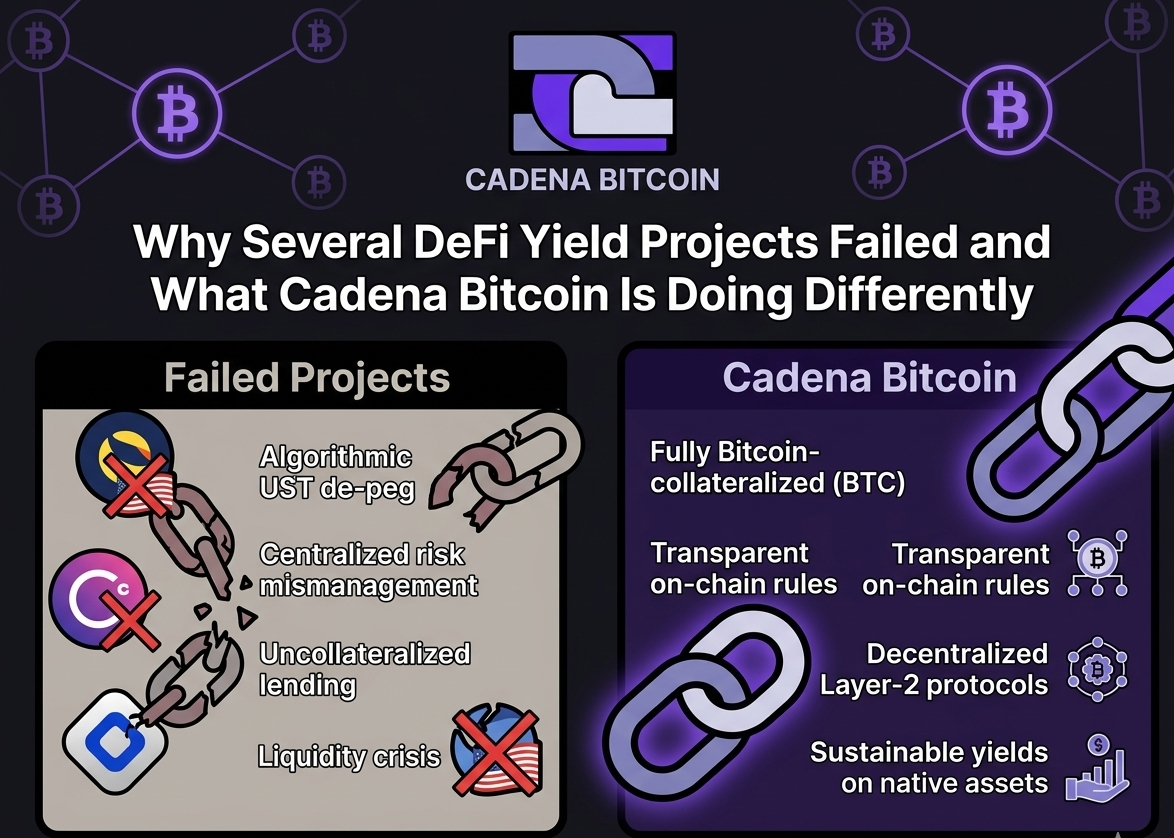 Why Several DeFi Yield Projects Failed and What Cadena Bitcoin Is Doing Differently