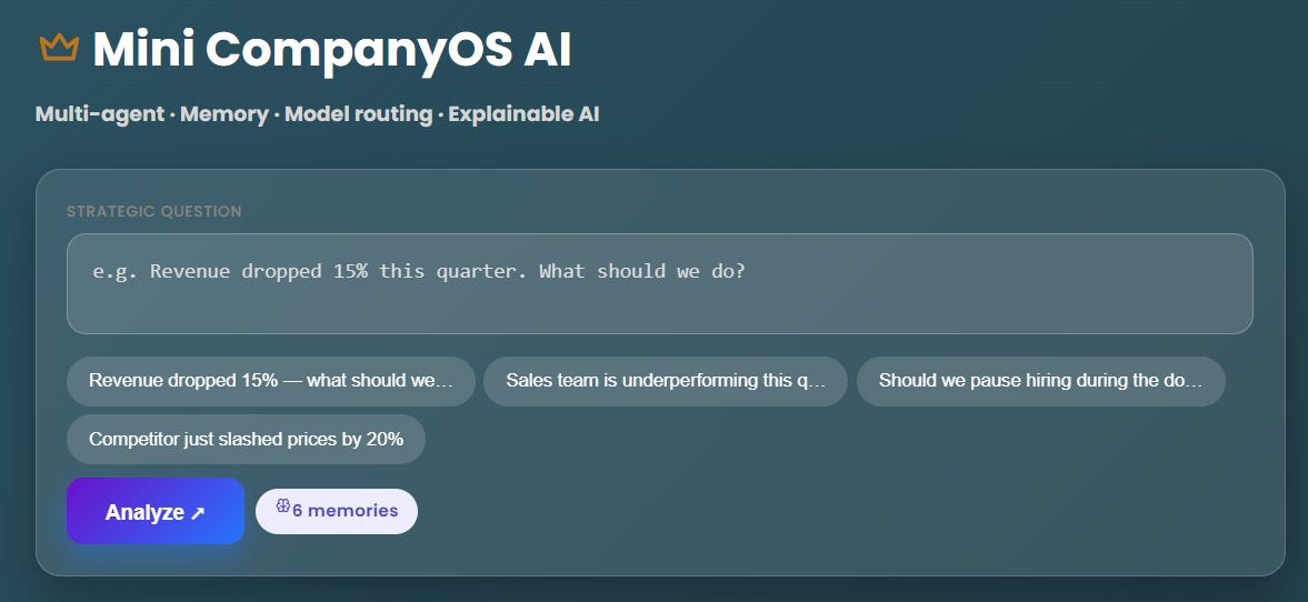Building Mini CompanyOS AI: A Multi-Agent Business Decision Platform