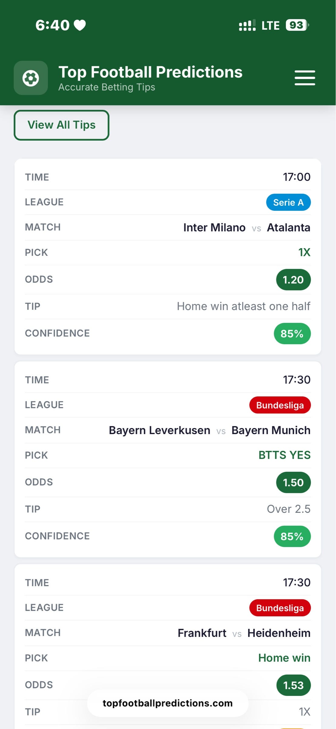 Top football predictions today