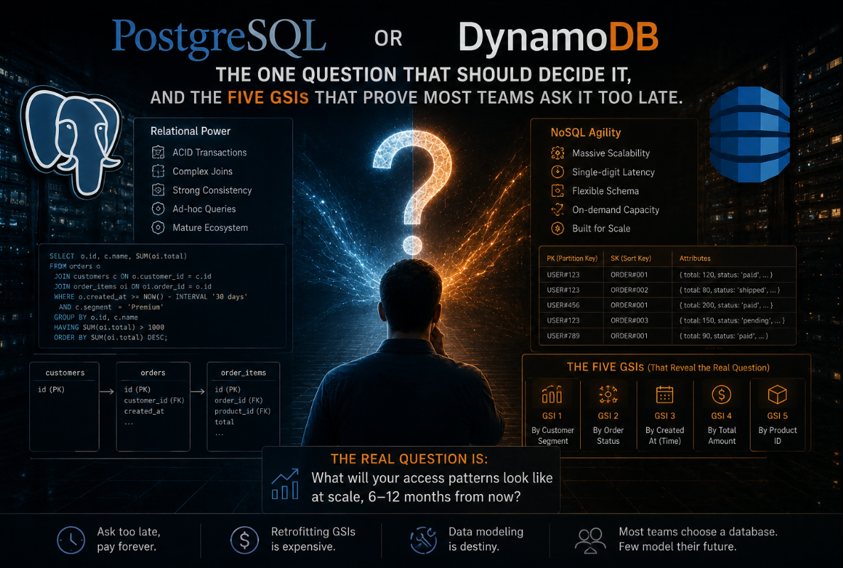 PostgreSQL or DynamoDB: The One Question That Should Decide It, and the Five GSIs That Prove Most…