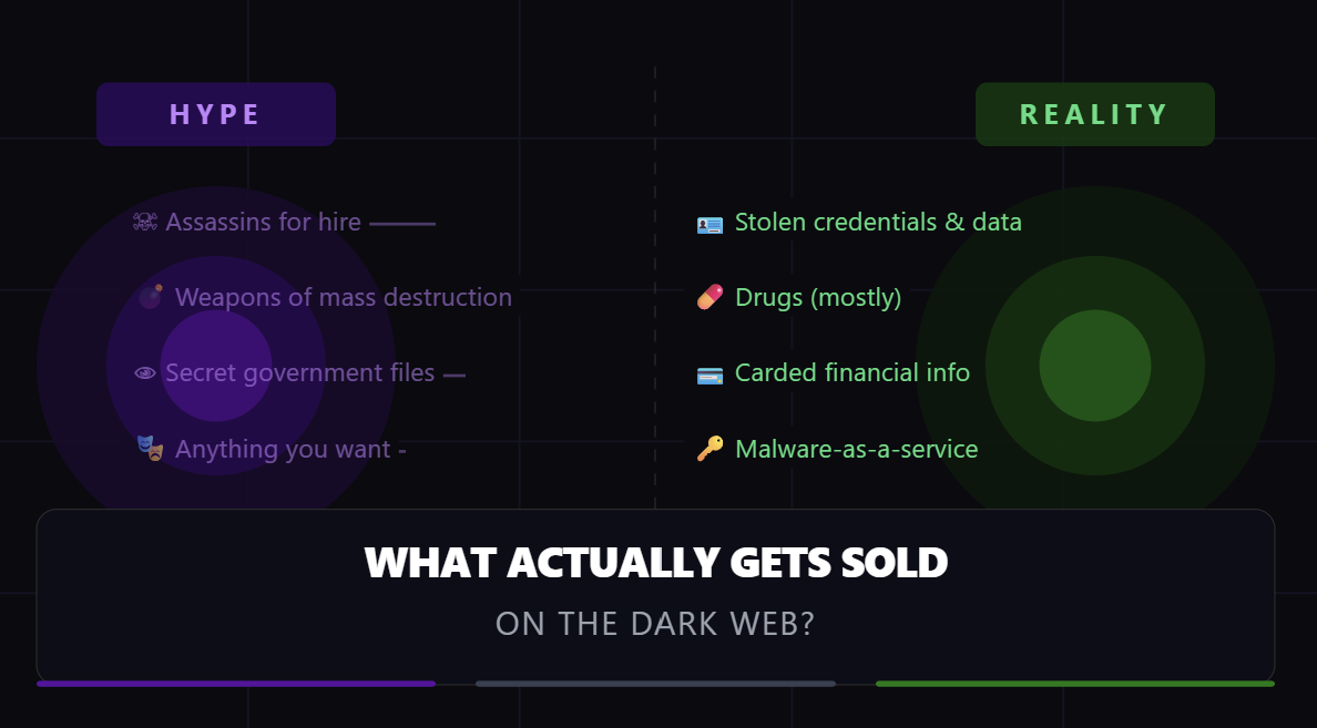 What Actually Gets Sold on the Dark Web? (Reality vs Hype)
