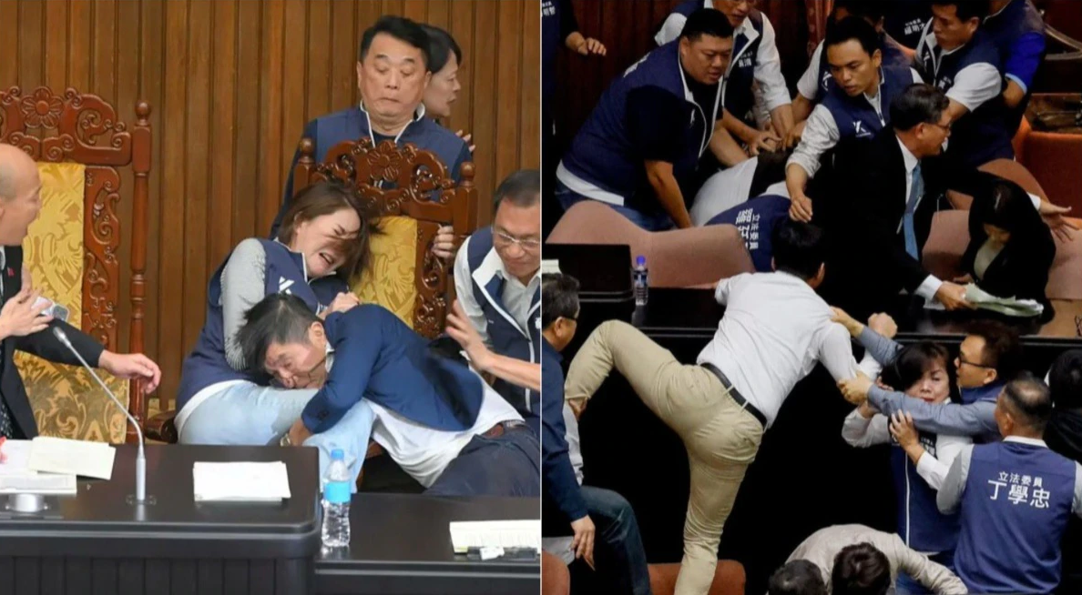 VIDEO: Pro-Western DPP Political Party in Taiwan Starts Fight with Pro-China Party in Parliament