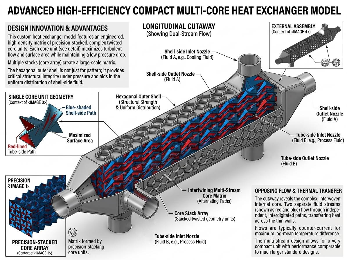 ADVANCED HIGH-EFFICIENCY COMPACT MULTI-CORE SHELL AND TUBE HEAT EXCHAN