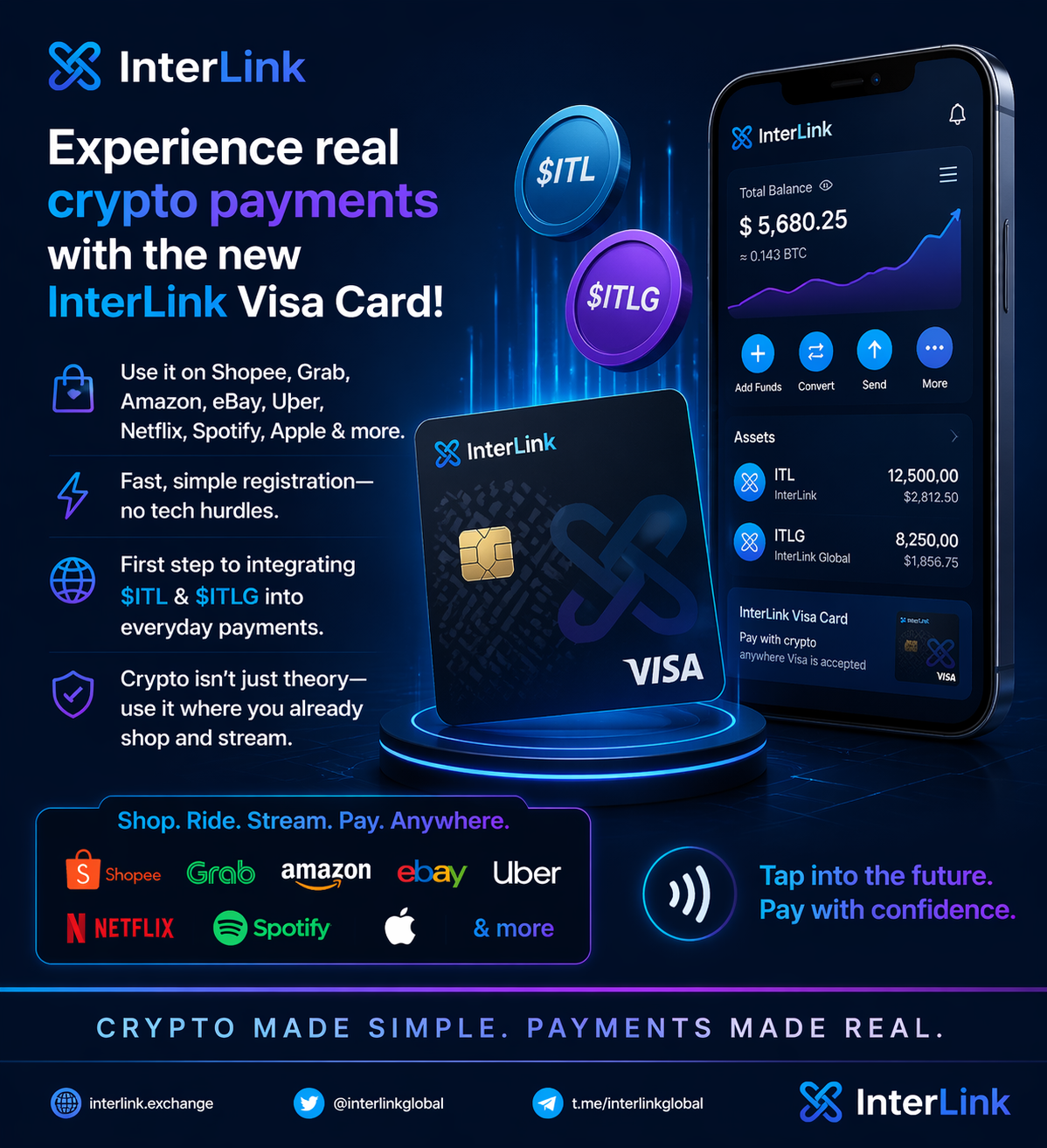  Experience real crypto payments with the new InterLink Visa Card!