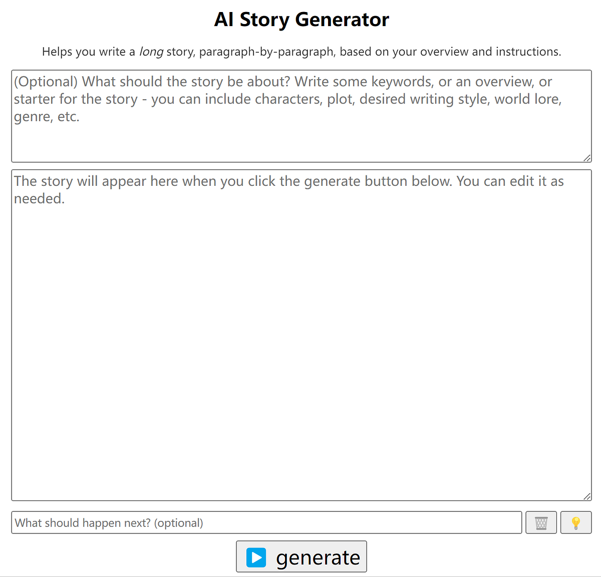 perchance ai story generator interface