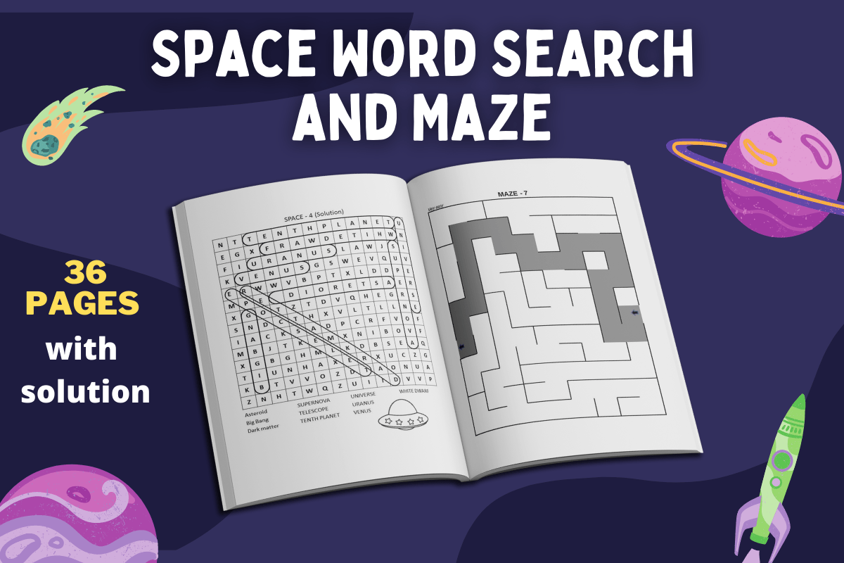 Space Word Search Puzzles and Mazes Free Download