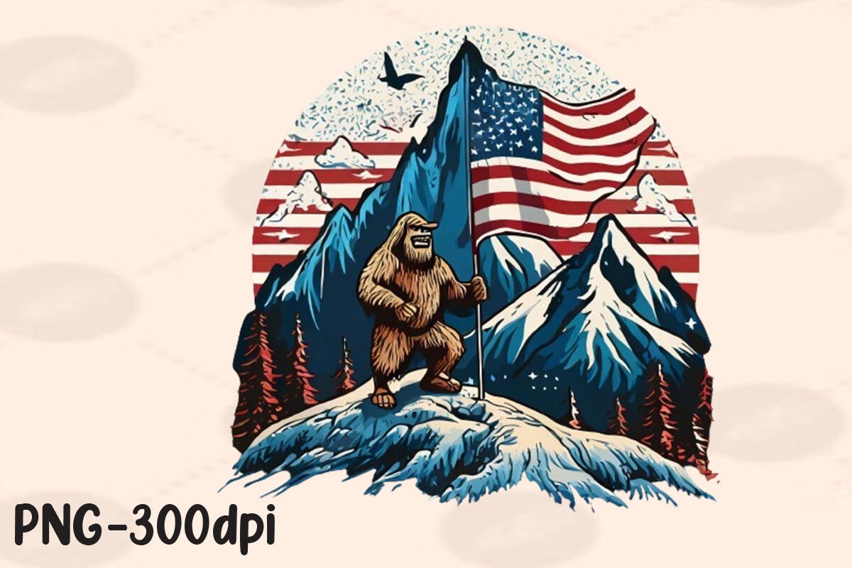 Bigfoot Mountain American Flag 4th July Free Download