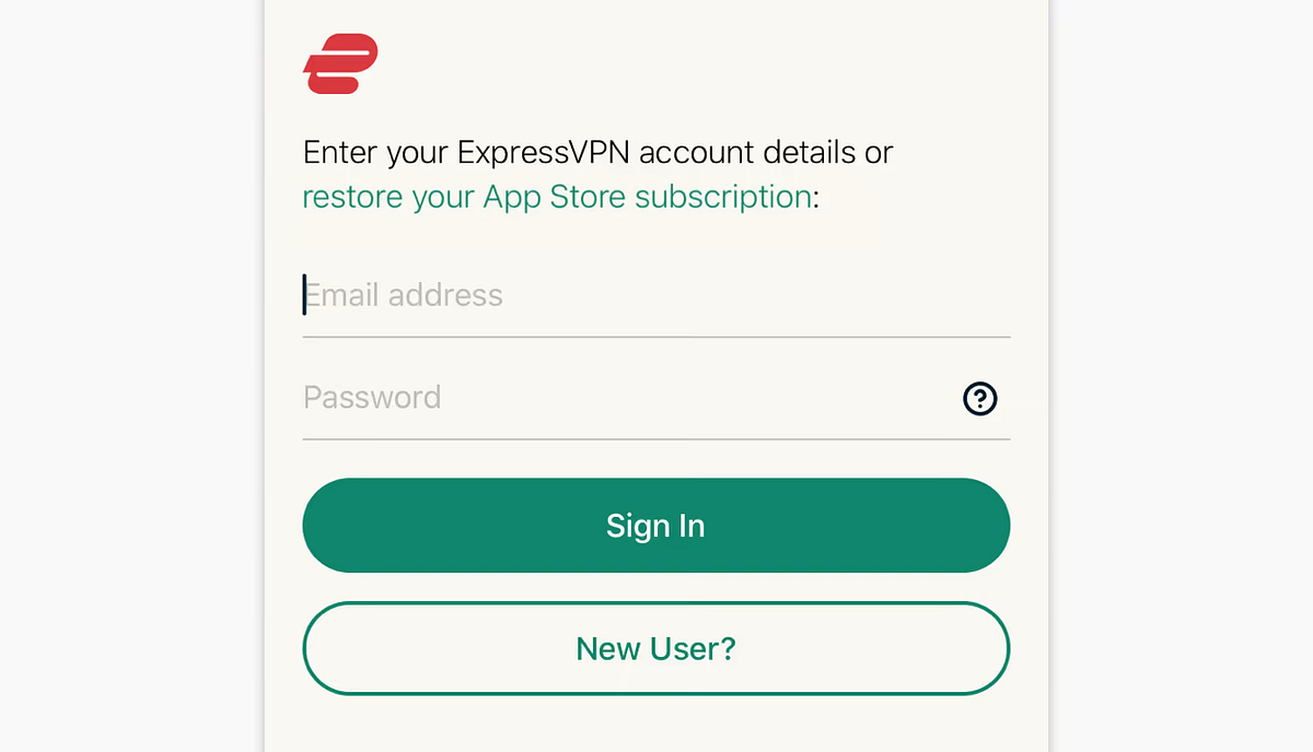 Creating an account with ExpressVPN