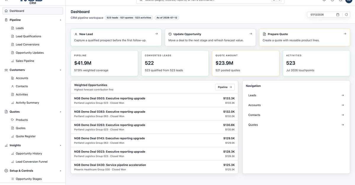 NGB Platform v1.3.1: CRM Demo Built with NuGet and npm Packages