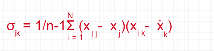 Figure 10: The equation to calculate the covariance between two attributes.