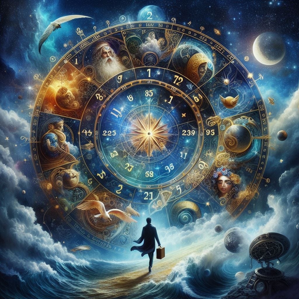 “Numerology and astrology symbols with life path number chart and astrology birth chart for spiritual guidance and self-discovery.”