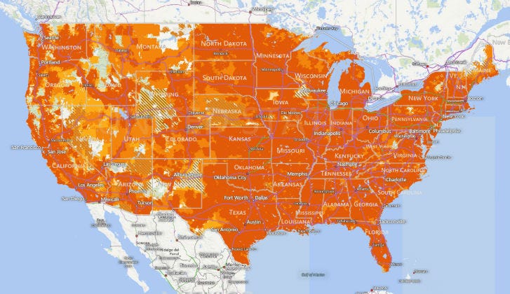 Heat map reveals that East Coast has better average Internet Speed than ...