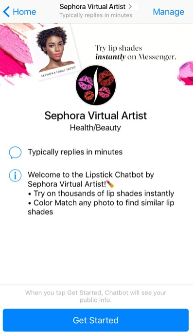 Sephora chatbot Interface