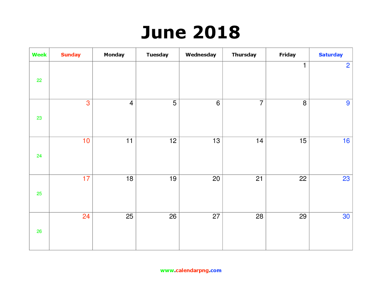 June 2018 Calendar Png – Huy Tran – Medium
