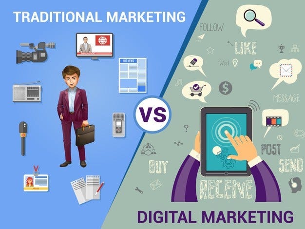 Difference between Digital and Traditional marketing 
(Digital Marketing Vs Traditional Marketing)