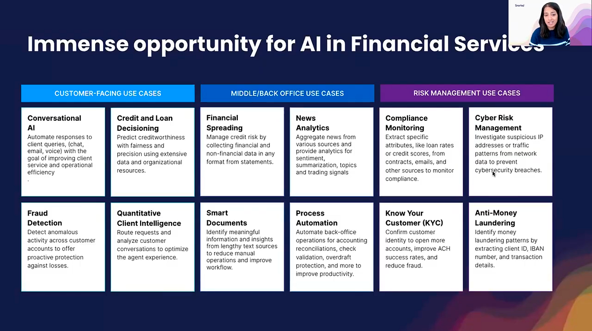Immense opportunity for AI in financial services, 10-Ks information extraction case studies