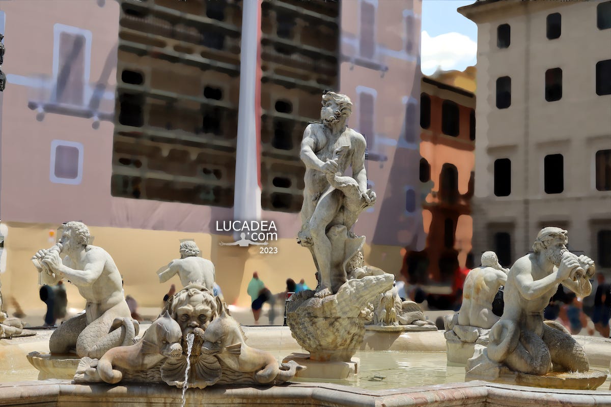 La Fontana del Moro in piazza Navona a Roma