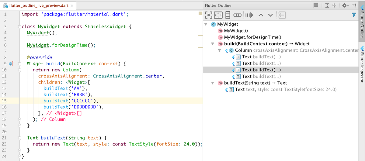 Flutter Outline, Hot Reload, and the implementation of a live widget ...