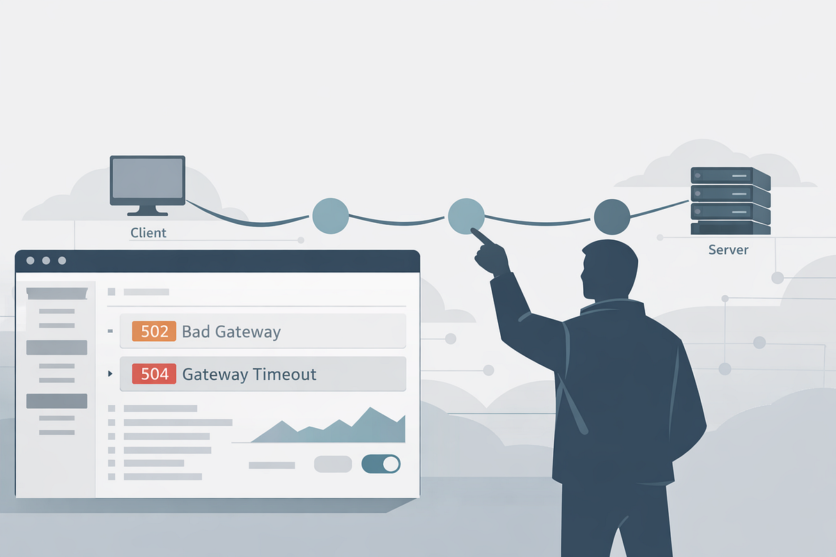 Caddy 502/504 playbook: Fix upstream timeouts in 20 minutes