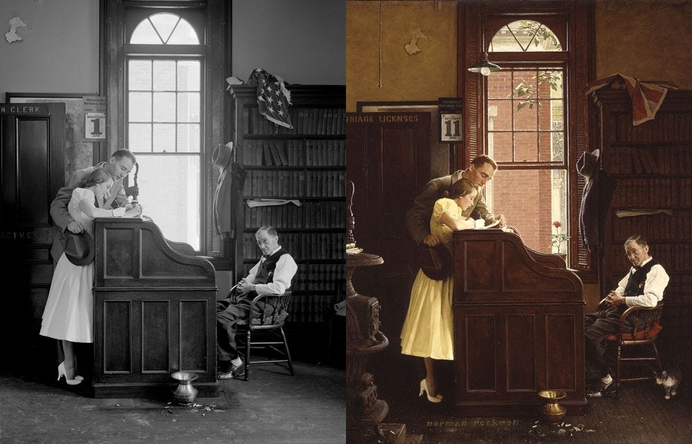 Norman Rockwell used reference images.