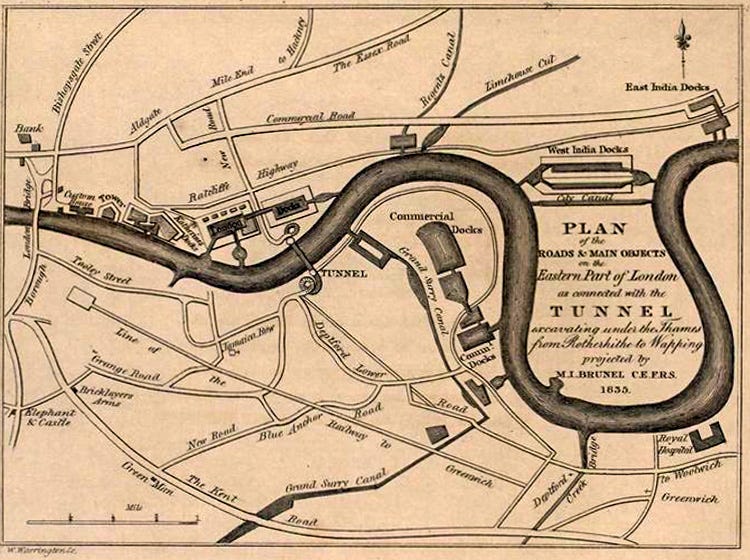 Rotherhithe Tunnel Map, 1836