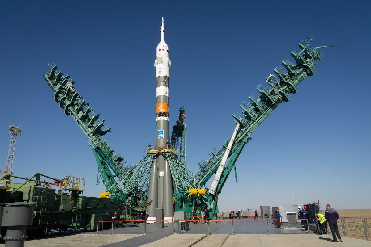 Rocket launching the ISS’s new crew rolled out to Kazakhstan pad
