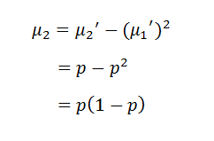 Figure 35: Second central moment. | Bernoulli Distribution a Probability Tutorial with Python