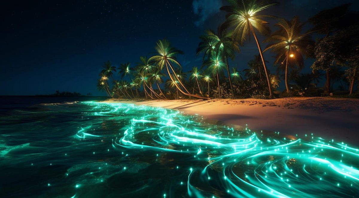 Bioluminescent Beach: A Magical Night Time Spectacle
