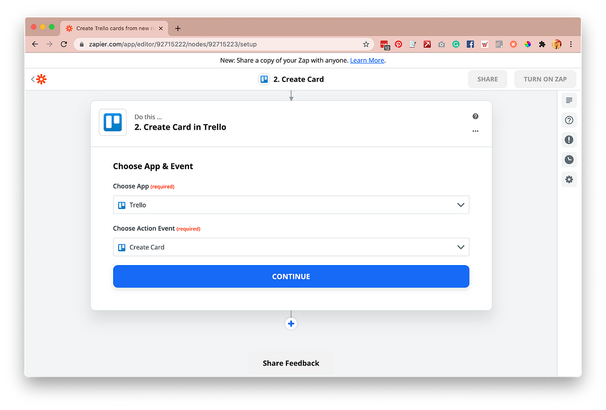 Creating a card in Trello screenshot | Zapier