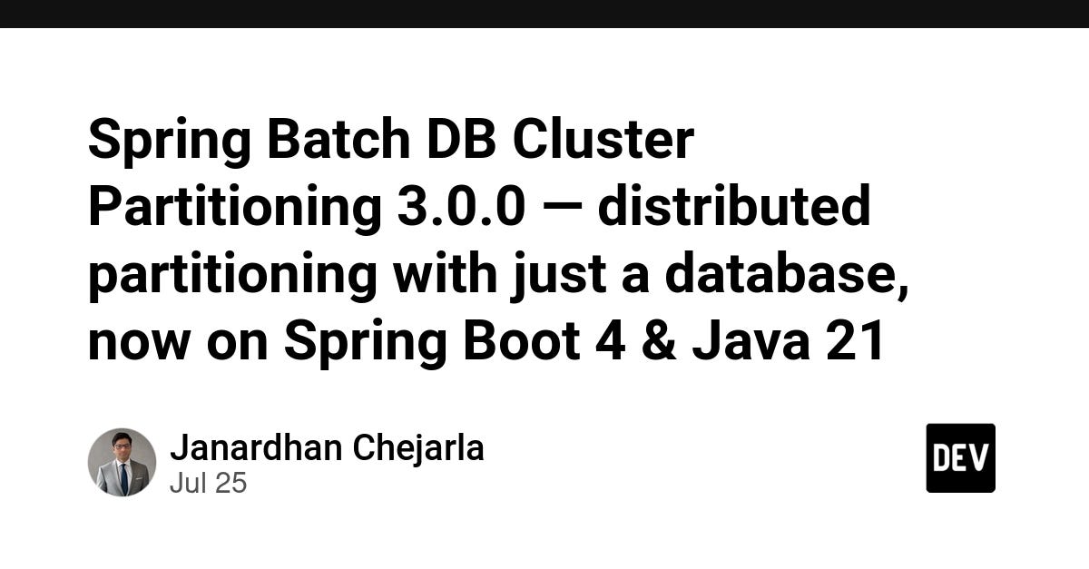 Spring Batch DB Cluster Partitioning 3.0.0