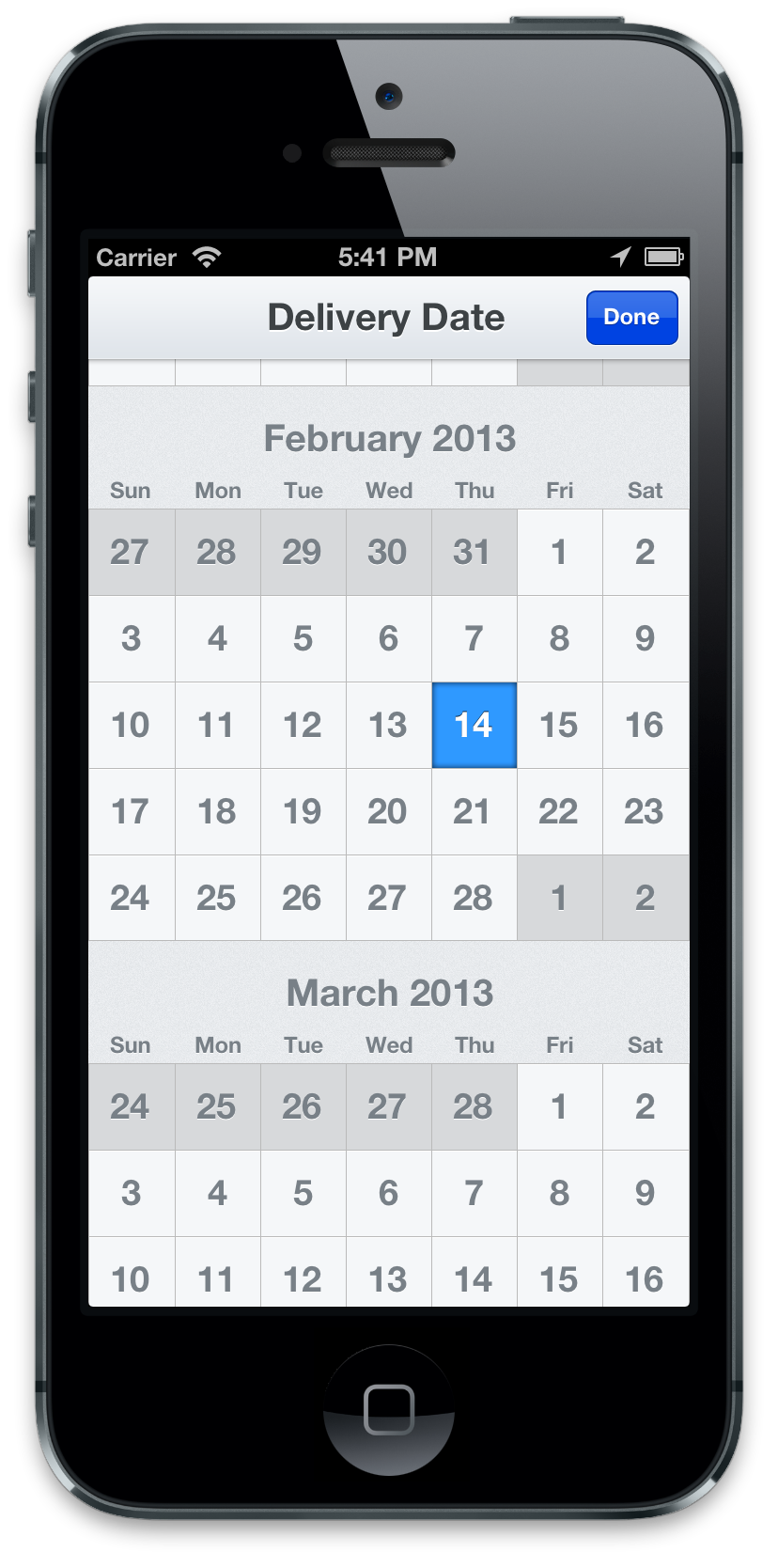 TimesSquare a calendar view for iOS and Android apps