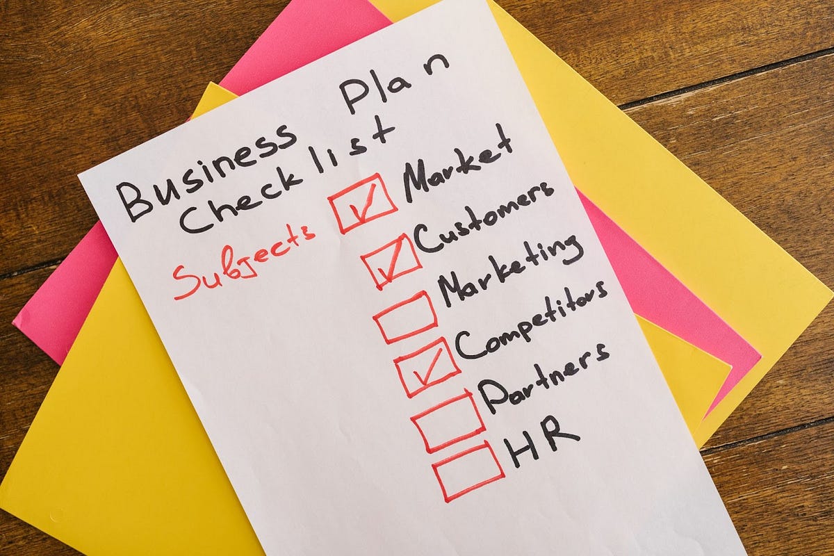 business plan checklist for setting SMART goals