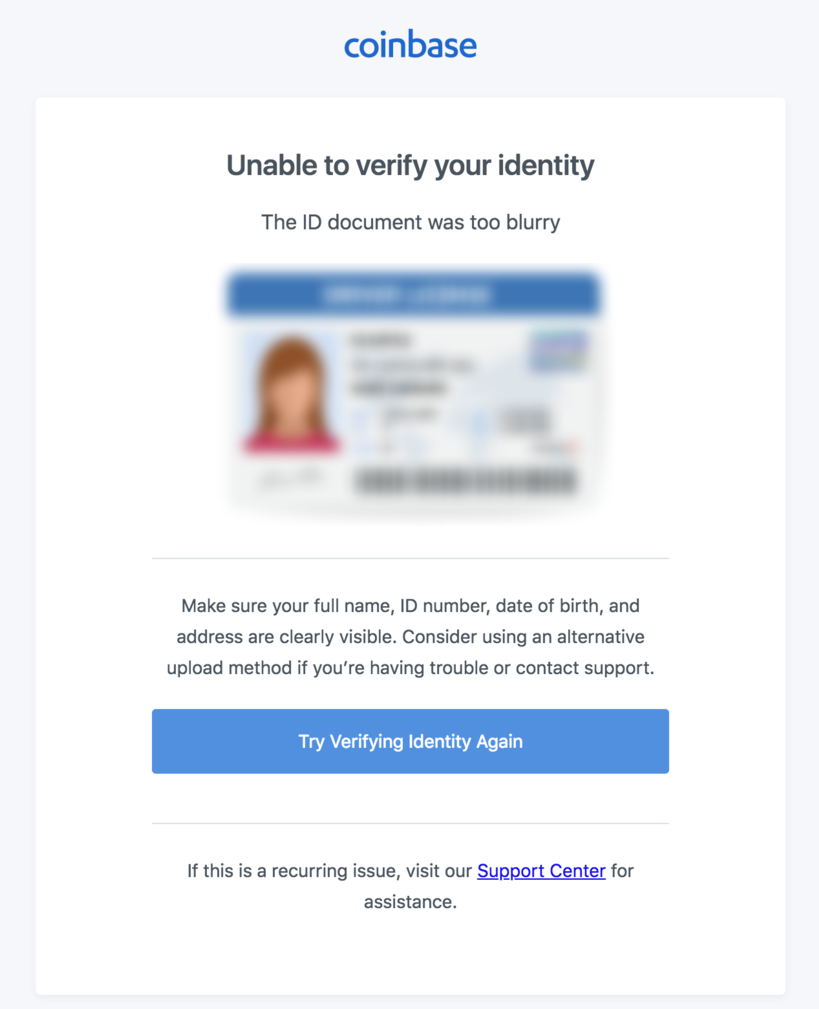 coinbase asking for id