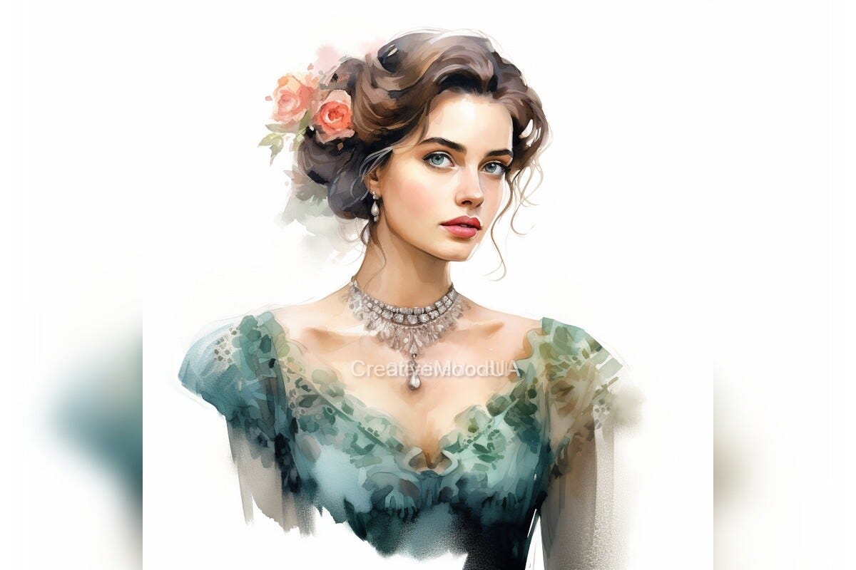 Vintage Portrait of a Girl. Watercolor Free Download