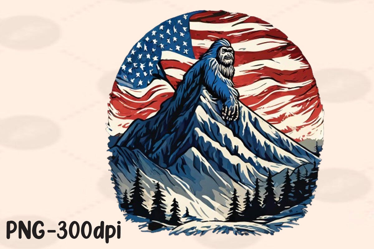 Bigfoot Mountain American Flag 4th July Free Download