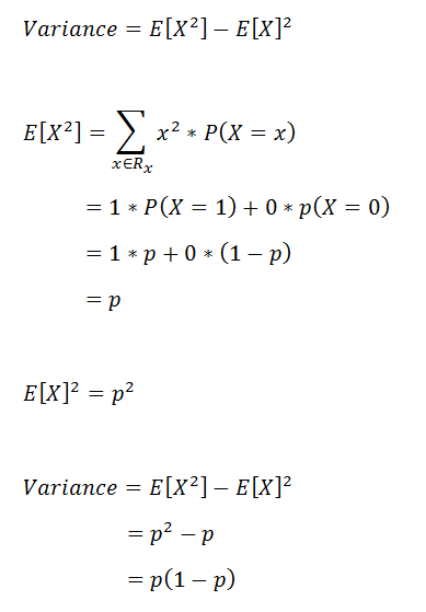 Figure 25: Proof of variance for the Bernoulli distribution. | Bernoulli Distribution a Probability Tutorial with Python