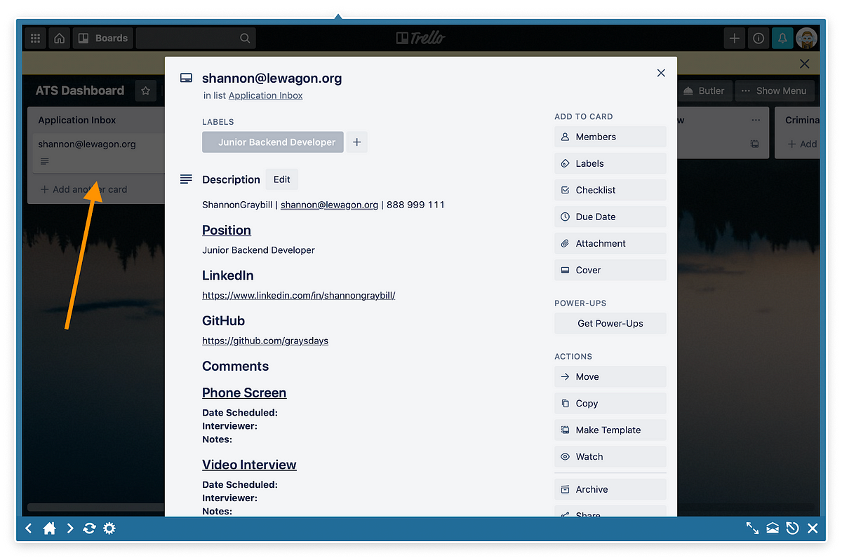 Trello screenshot