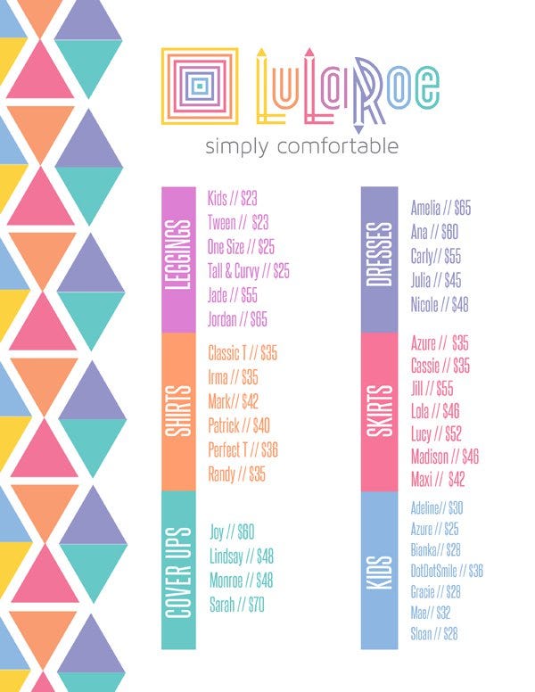 Lularoe Size Chart Tween