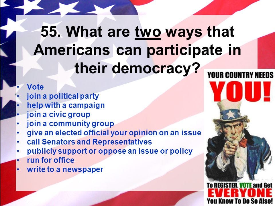 55. What Are Two Ways That Americans Can Participate In Their Democracy?