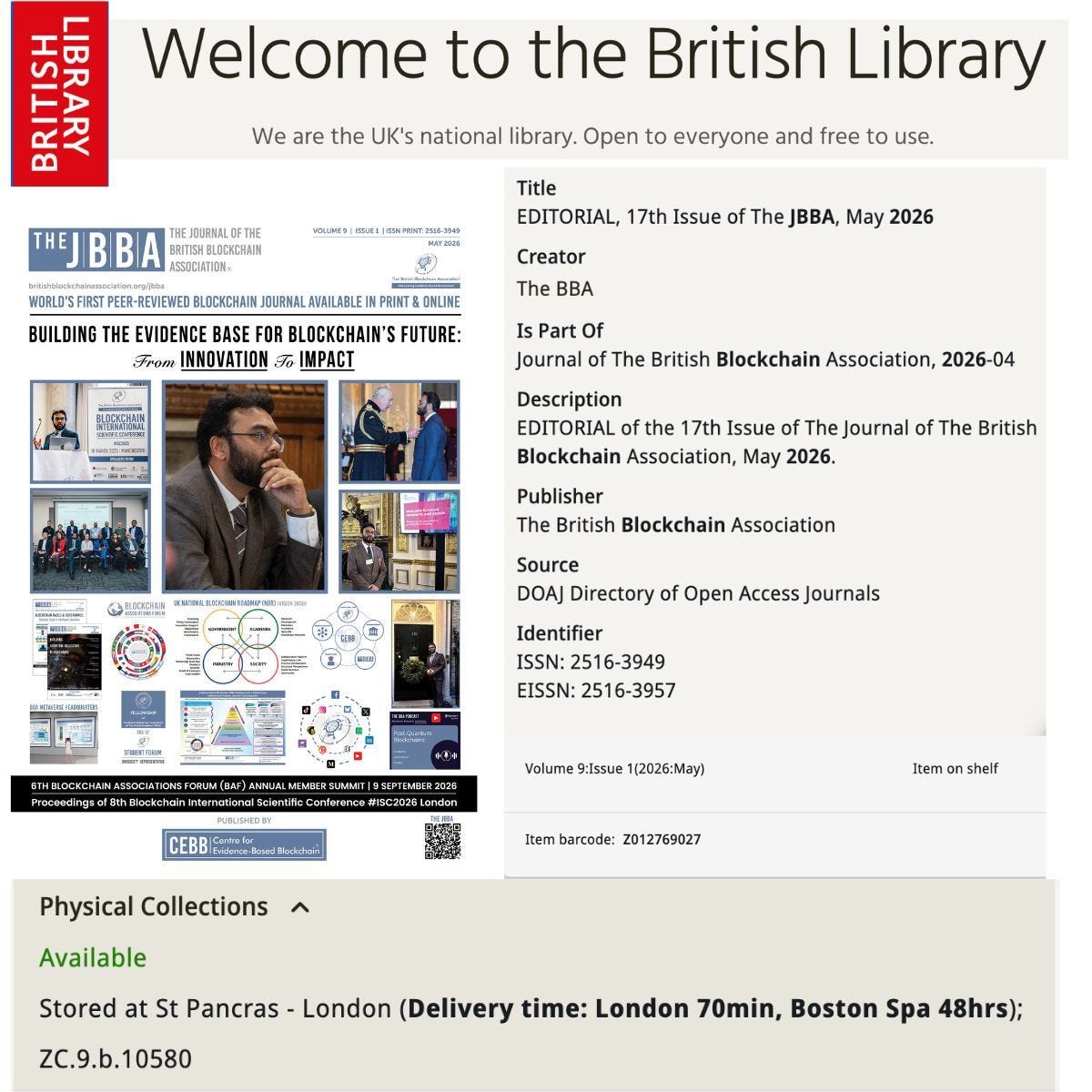 Blockchain History Made: The JBBA Inducted into the British Library and National Heritage
