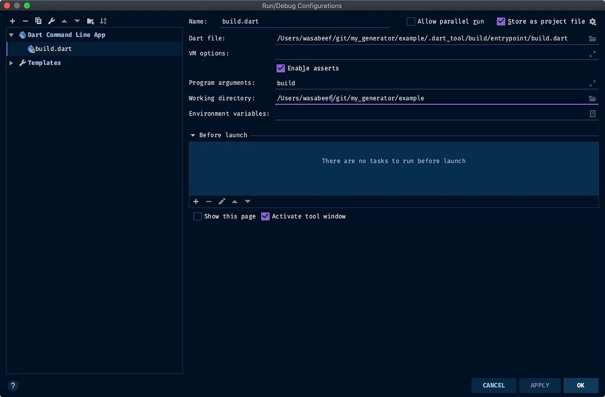 Run/Debug Configurations screen