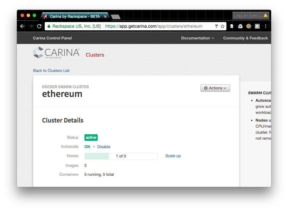 Building An Ethereum Playground With Docker Part 4 Provisioning - carina admin console