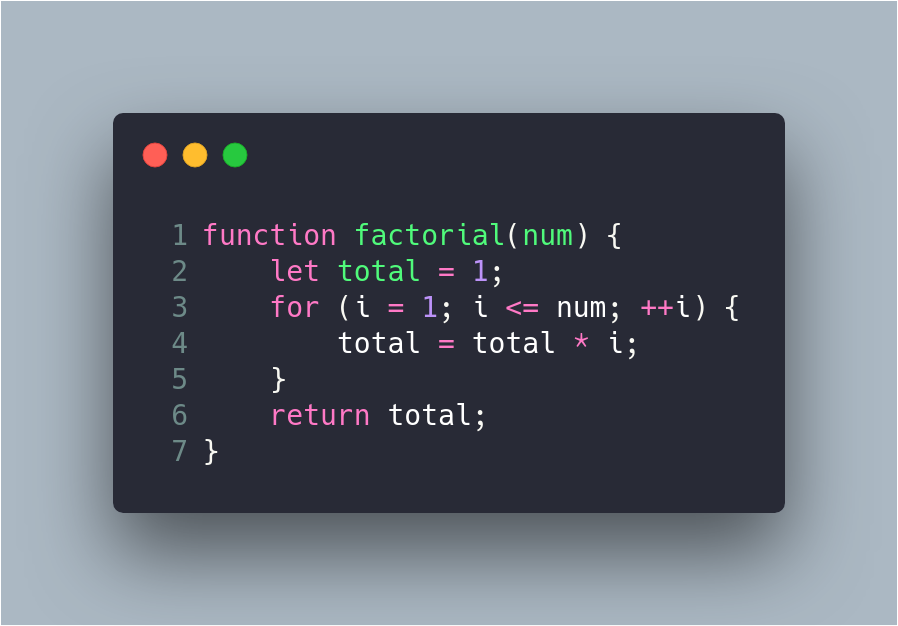 Imperative factorial function