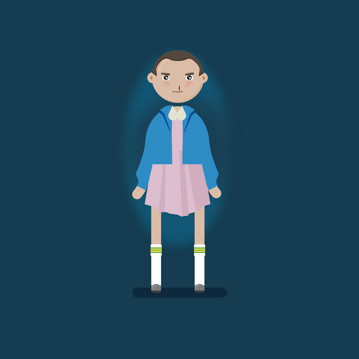 Flat Design Eleven (El) character from Stranger Things. Day 1.