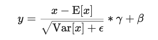 Equation for layer normalization