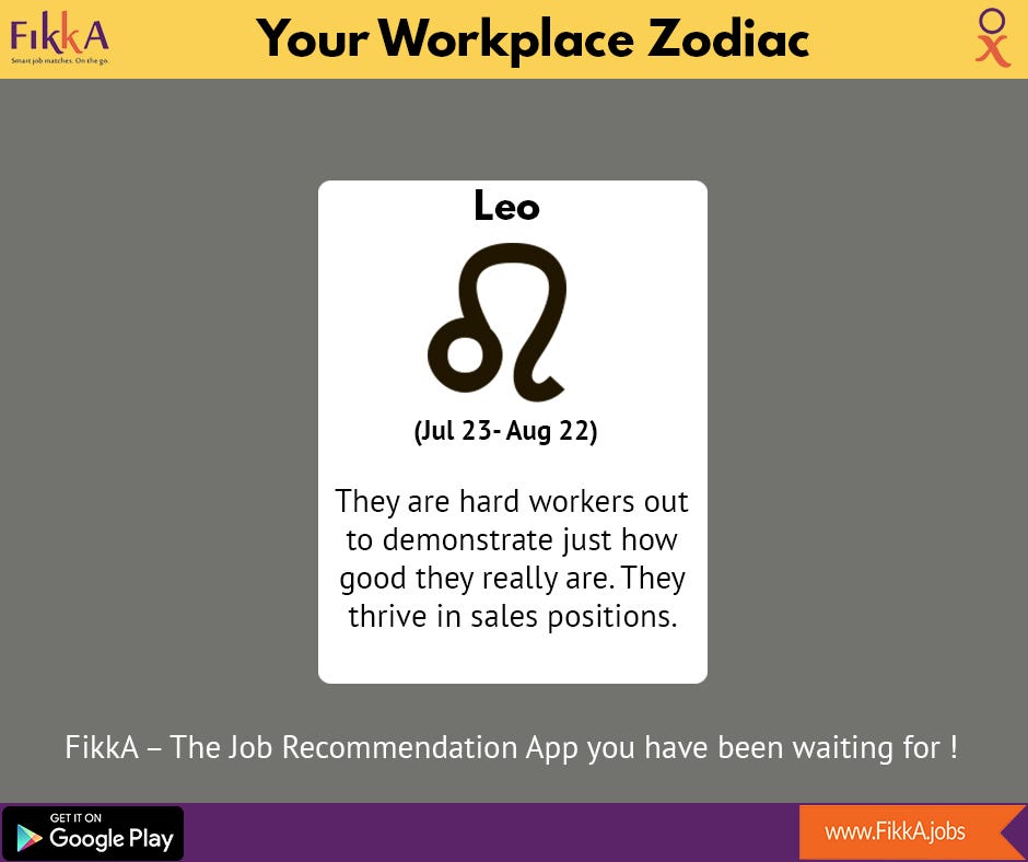 Your Workplace Zodiac! FikkA.jobs Medium