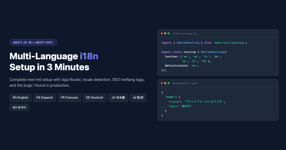 I Added 7 Languages to Our Next.js App in 3 Minutes — Here’s the Exact next-intl Setup