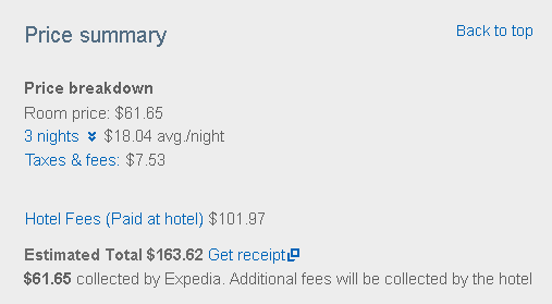 expedia receipt hotel Las Vegas