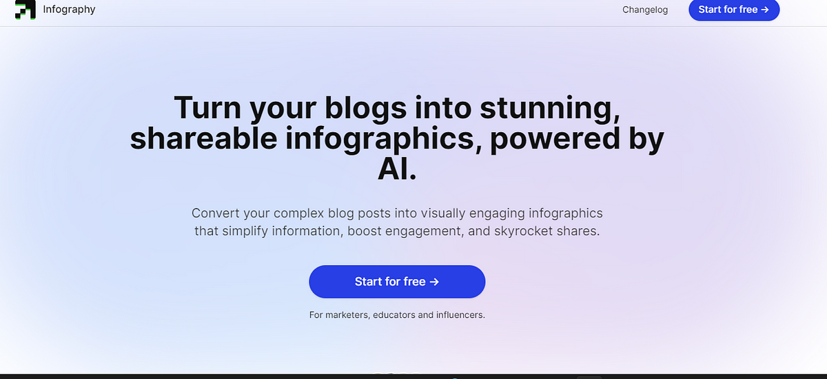 TURN YOUR BLOG INTO SHARABLE INGOGRAPHICS, POWERED  BY AI
