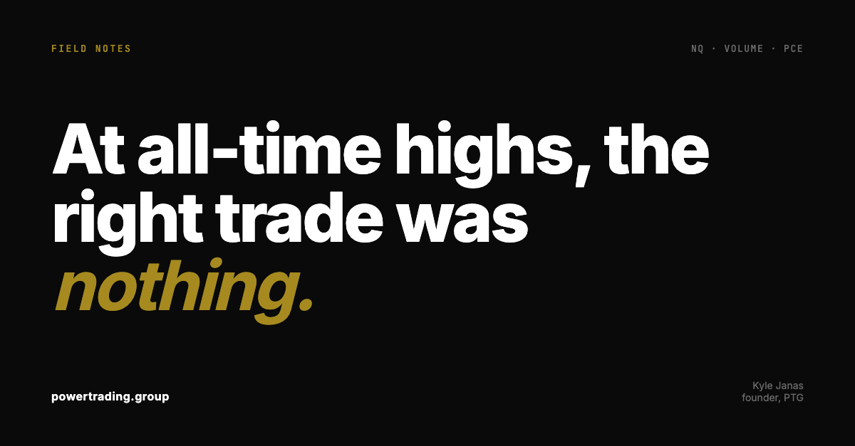 All-Time Highs, No Volume, and a Cash Day With No Apologies